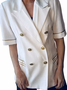 Vintage vit kavaj med gulddetaljer