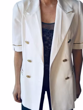 Vintage vit kavaj med gulddetaljer