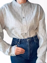 Gråmelerad skjorta med sotarkrage