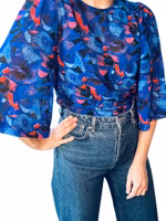 RODEBJER blåmönstrad blus "Maine"