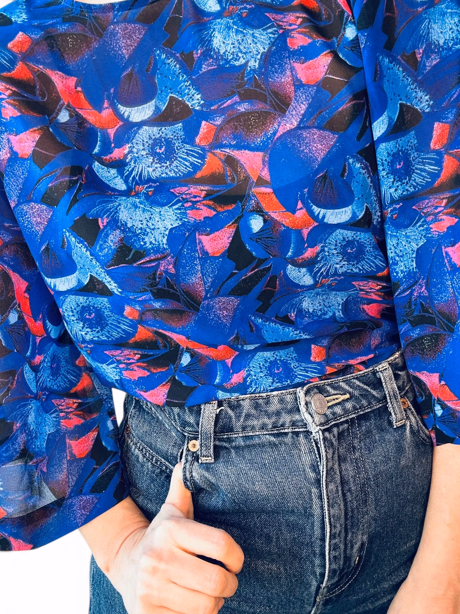 RODEBJER blåmönstrad blus "Maine"