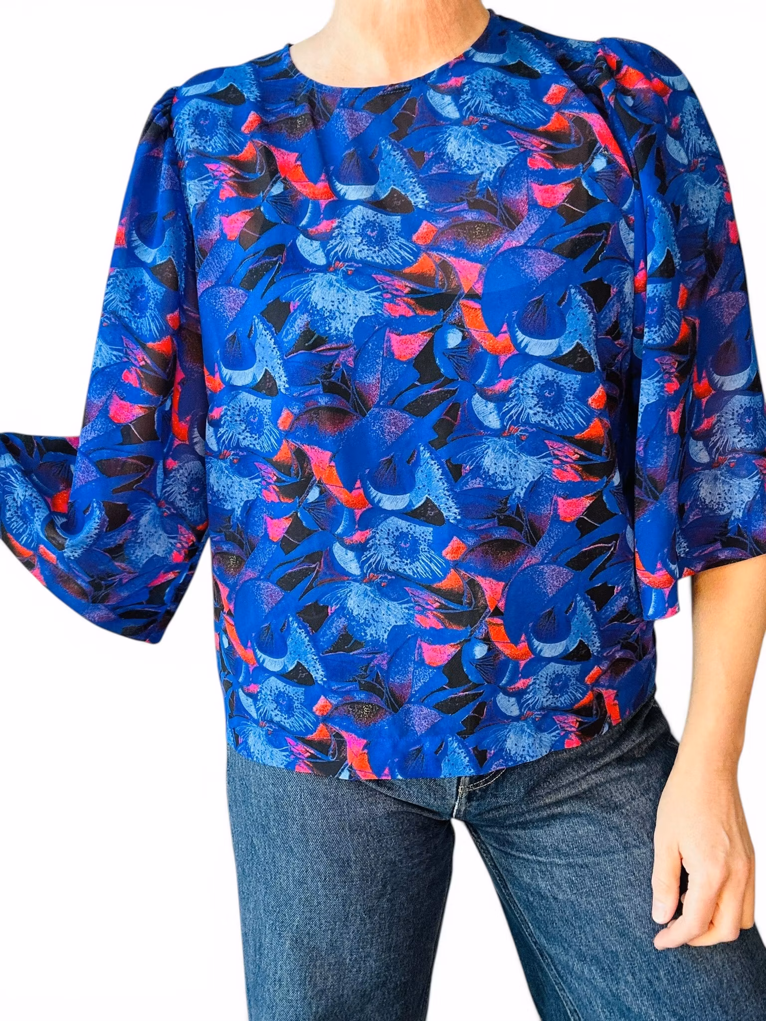 RODEBJER blåmönstrad blus "Maine"