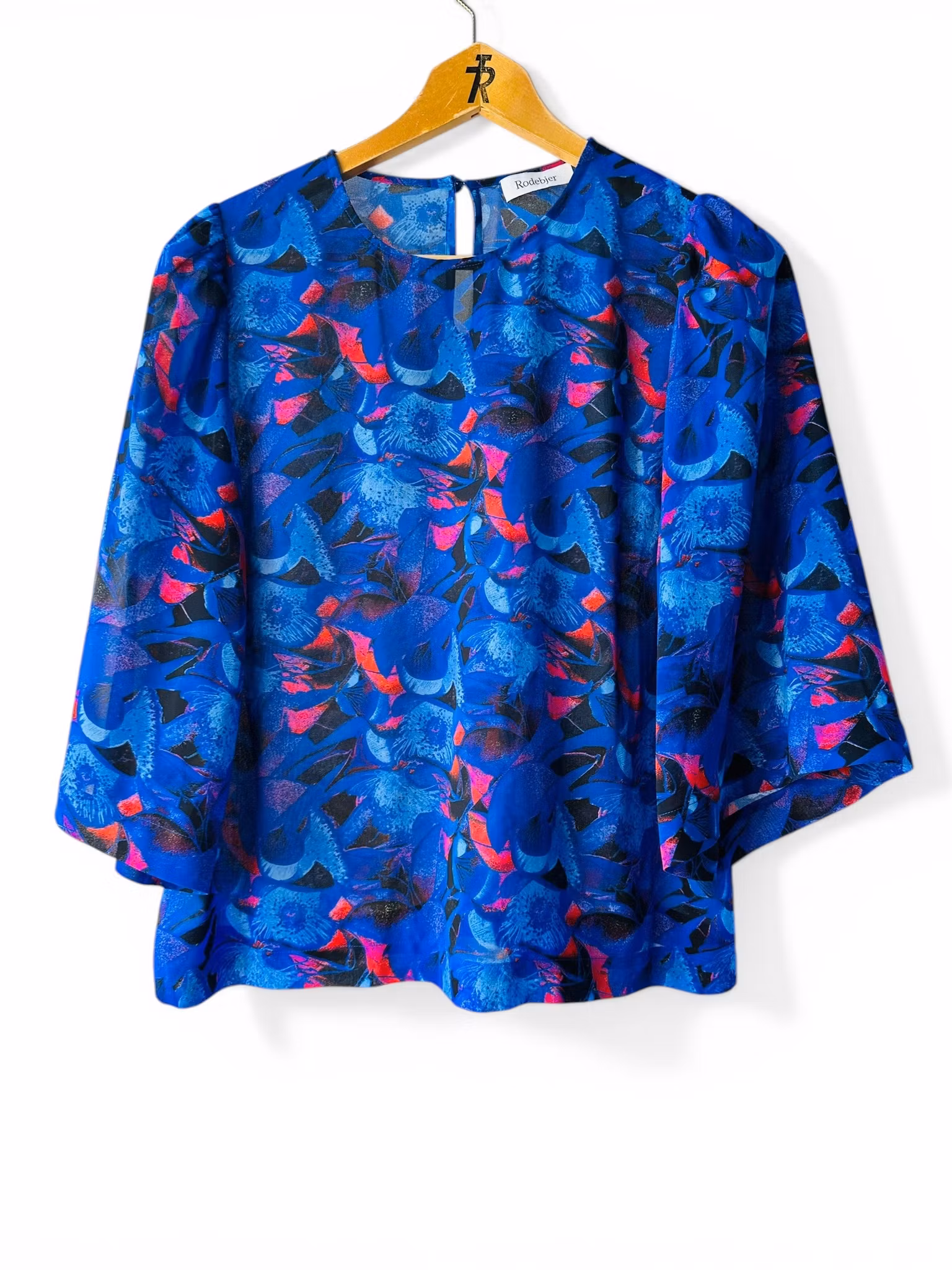 RODEBJER blåmönstrad blus "Maine"