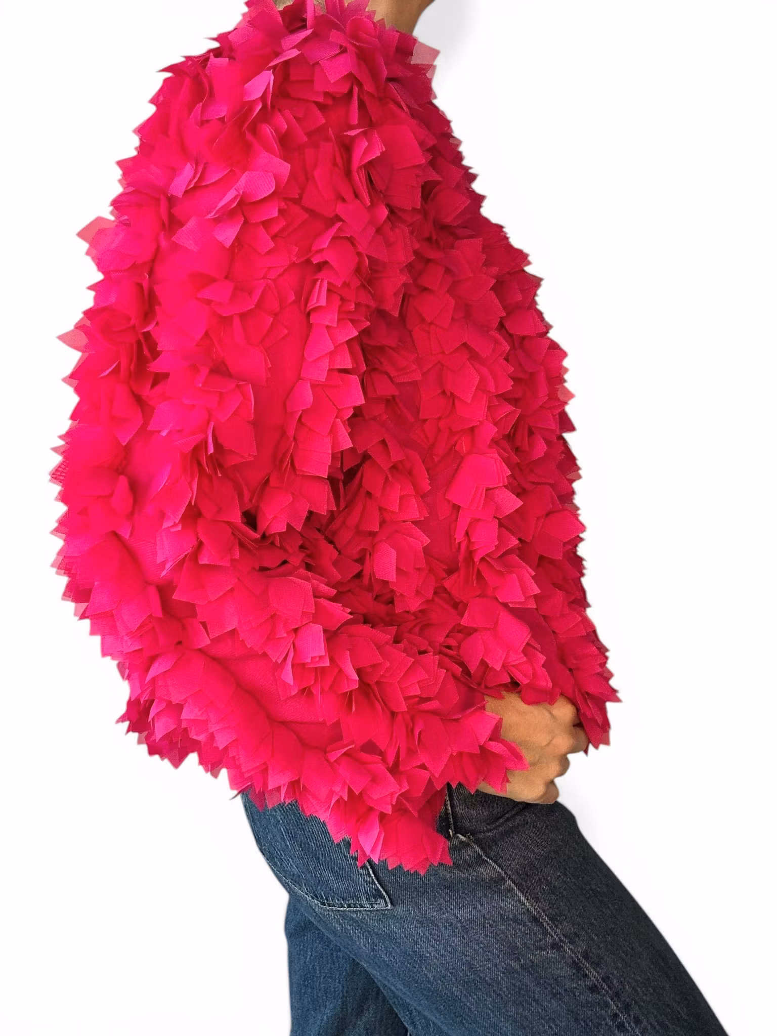 Fluffig statementjacka i rosa