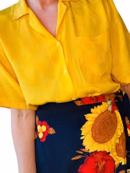 Vintage gul blus i mönstervävd viskos