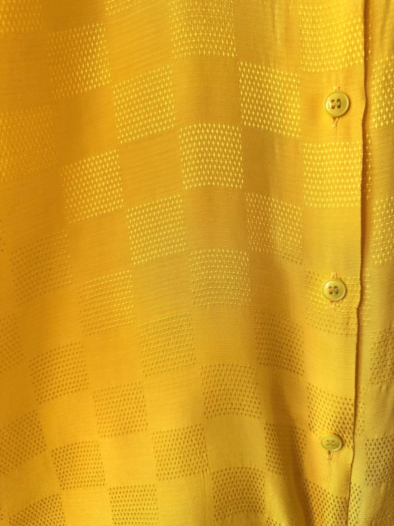 Vintage gul blus i mönstervävd viskos