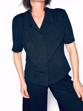 VINTAGE svart blus med öppen rygg