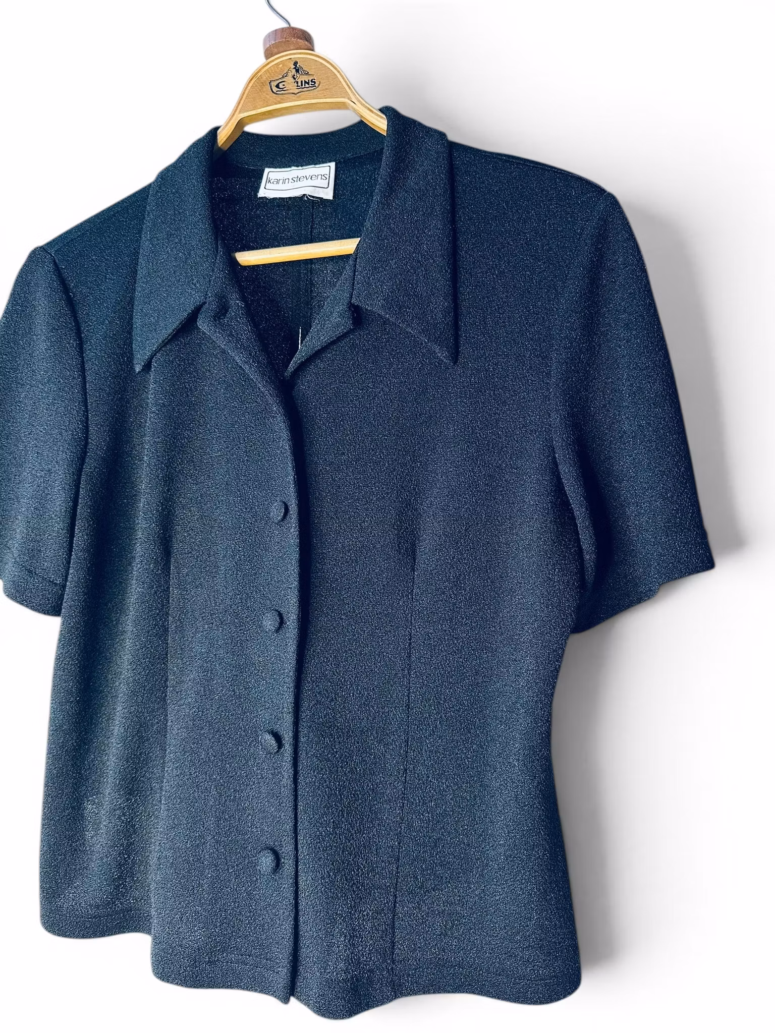 VINTAGE svart blus med öppen rygg