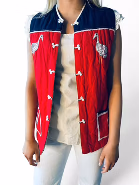 Handsydd quiltad patchwork-väst