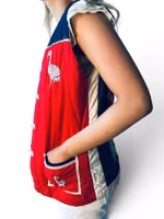 Handsydd quiltad patchwork-väst