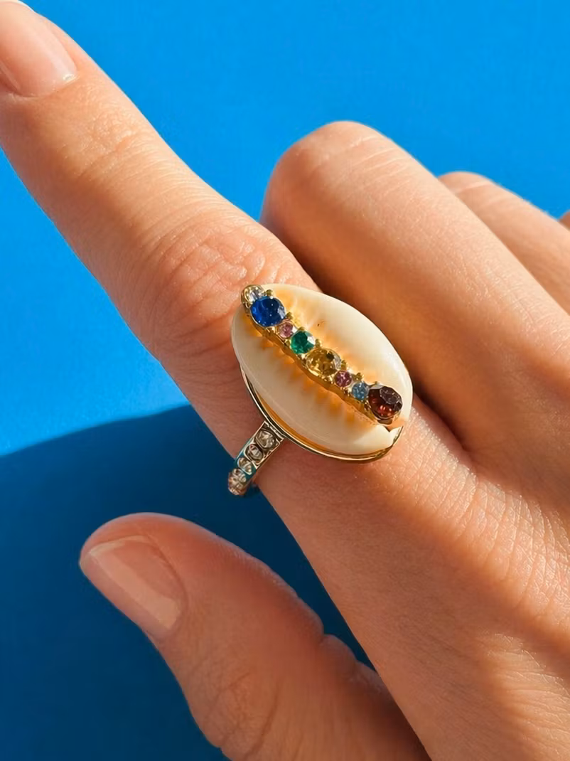 Ring med snäcka och stenar