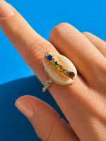 Ring med snäcka och stenar