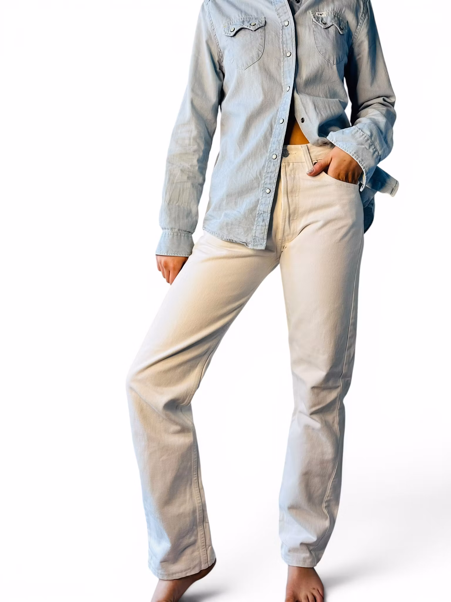 LEE ljus denimskjorta med westernkänsla