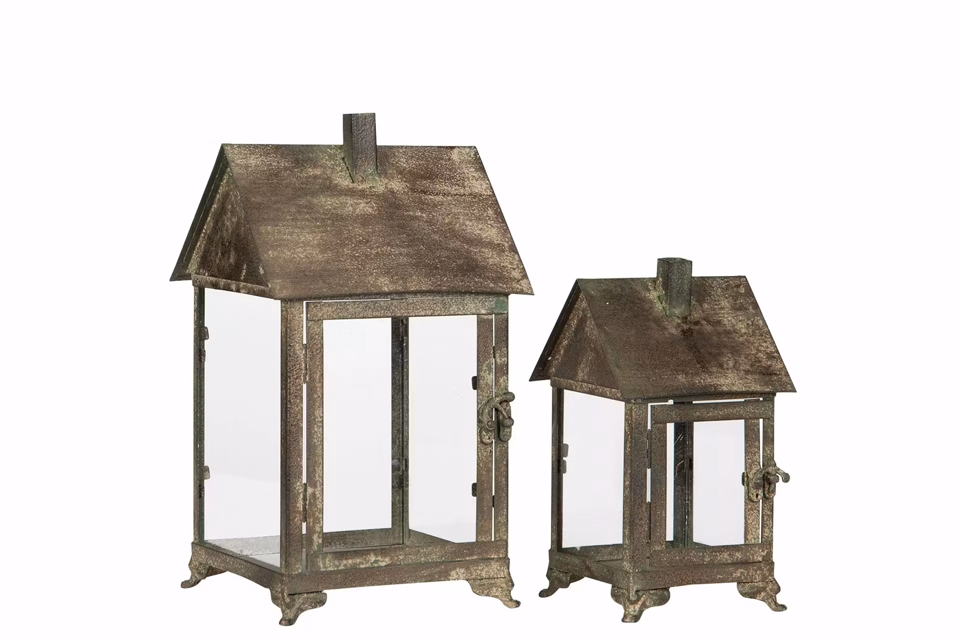 Lykta Hus Metall Grön L