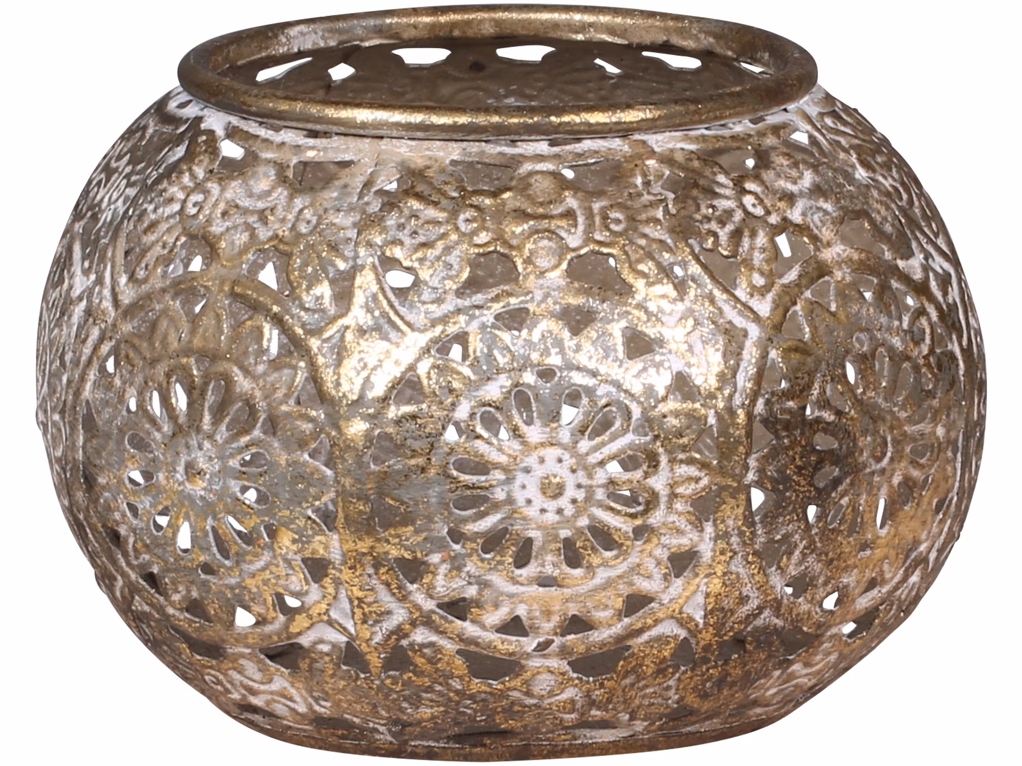 Ljuslykta med mönster i antik champange L