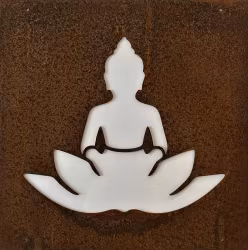 Skylt Buddha och lotus