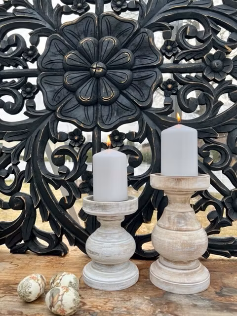 Ljusstake Svarvad trä L