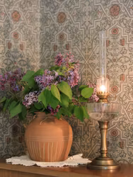 Fotogenlampa På Fot Antik Mässing