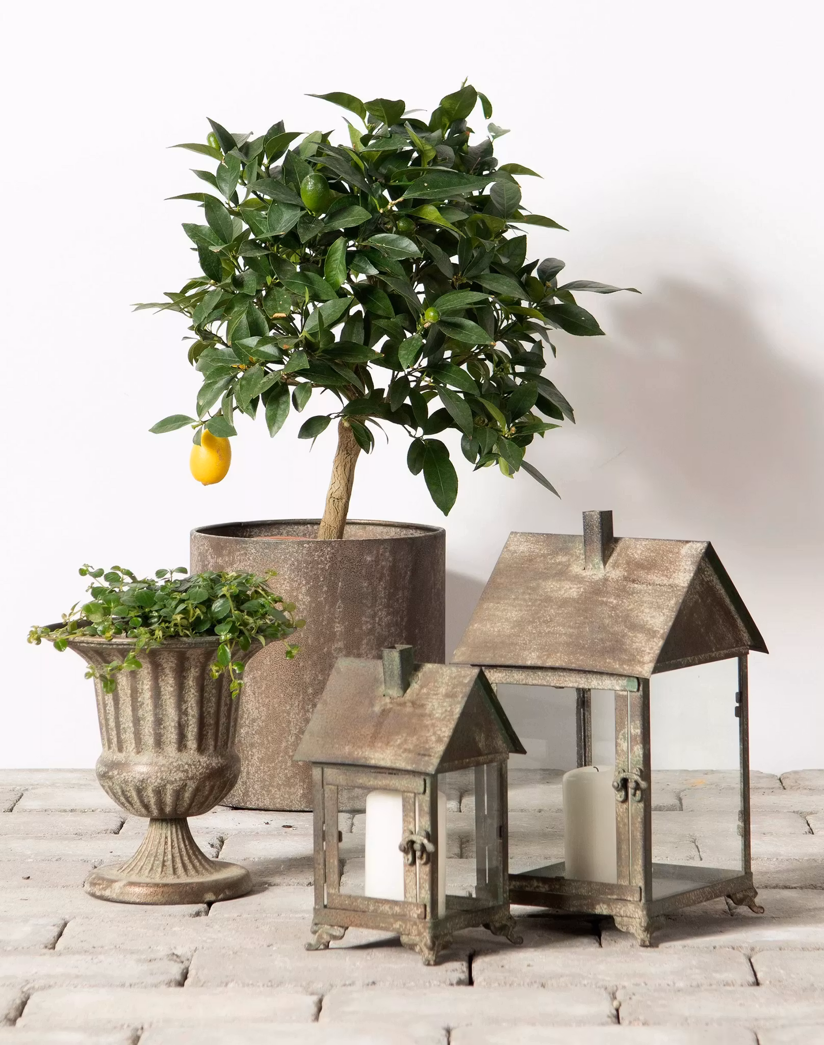 Lykta Hus Metall Grön S