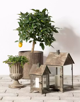 Lykta Hus Metall Grön S