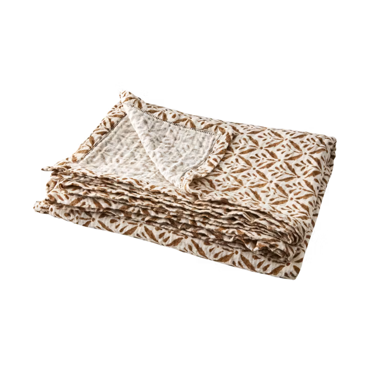 Vacker duk i bomull, Elfenben/senapsgul