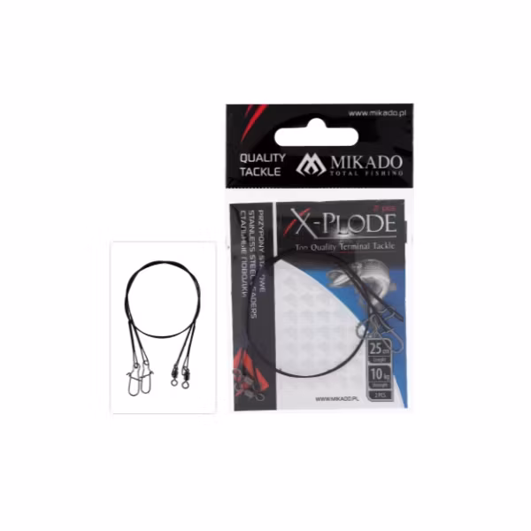 Steel Leader - With Swivel And Safety Snap 25cm/10kg