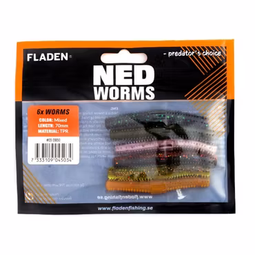Fladen NED worm 6p / 7cm Mix