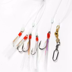 Fjäderhäckla vit med flash och vita kulor 5-krok lekande