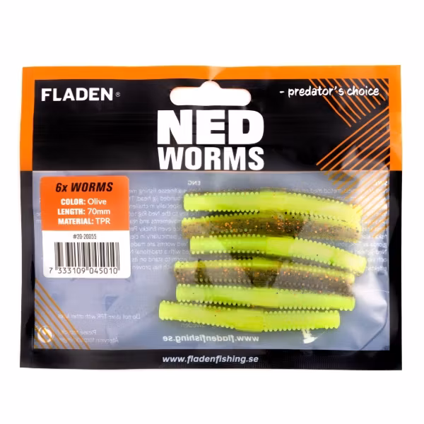 Fladen NED worm 6p / 7cm