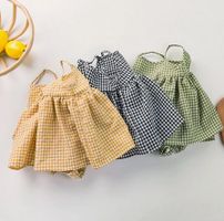 Baby klänning rutig - Gul Vit 3-24mån