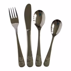 Barnbestick i rostfritt stål med ank-motiv – Perfekt present till barn | 4-delat set