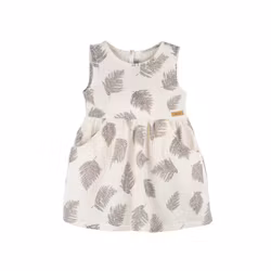 Barn klänning ärmlös Vit- Blad 92-116cl eko bomull