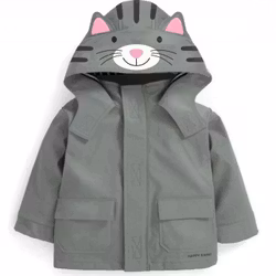 Regnjacka för barn grå - Katt 116cl