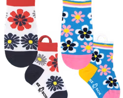 Ezsox barn strumpor - Blommiga 2-pack (31-34) med halkskydd