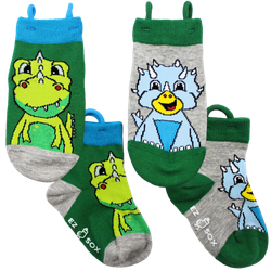 Ezsox barn strumpor - Dinosaurier 2-pack (31-34) med halkskydd