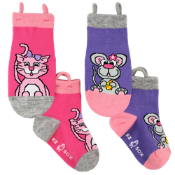 Ezsox barn strumpor - Katt & Mus 2-pack (19-34) med halkskydd