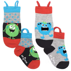 Ezsox barn strumpor - Monster 2-pack (31-34) med halkskydd