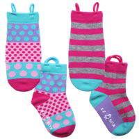 Ezsox barn strumpor - Randig & prickig 2-pack (19-22) med halkskydd