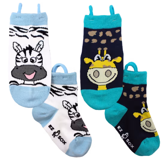 Strumpor barn mönstrade zebra och giraff