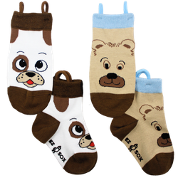 Ezsox barn strumpor - hund & björn 2-pack (31-34) med halkskydd