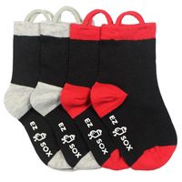 Ezsox barn strumpor -Svart/röd/grå 2-pack (19-22) med halkskydd
