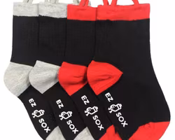 Ezsox barn strumpor -Svart/röd/grå 2-pack (19-22) med halkskydd