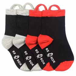 Ezsox barn strumpor -Svart/röd/grå 2-pack (19-22) med halkskydd