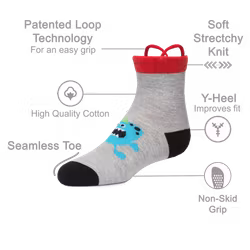 Ezsox barn strumpor -Svart/röd/grå 2-pack (19-22) med halkskydd