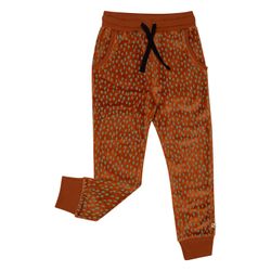 Velour byxor mjukisbyxor barn – Guldbrun med blå droppar - Air sparkle 74/80cl