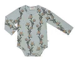 Långärmad baby Body – Isberg med edelweiss blommor 50-92cl