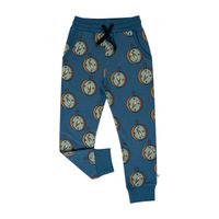 Sweatpants byxor barn – Tealblå med kompasser | Ekologisk bomull- 74-128cl