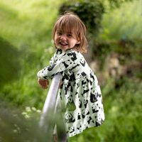 Barn klänning grön - Pandor - 1-6år eko Fauna Kids