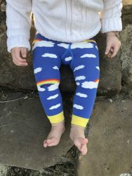 Barn strumpbyxor utan fot - Rainbow clouds - 6mån-5år