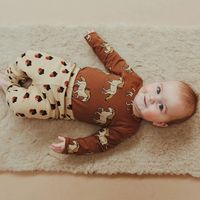 Leggings barn – Sand med ekollon | Våfflad bomull - 50-116cl